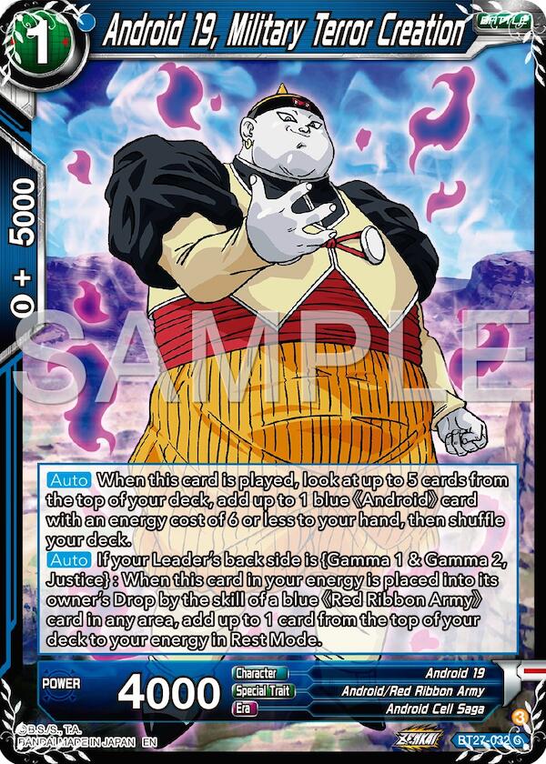 Android 19, Military Tenor Creation