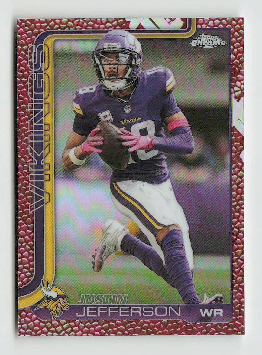 2025 Topps Chrome Justin Jefferson Football Leather Refractor #195