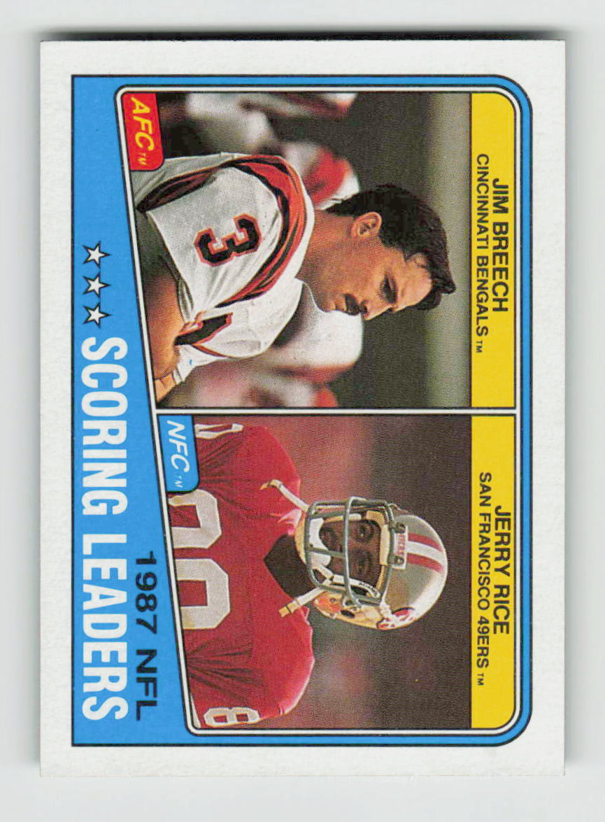 1988 Topps 1988 Topps Football NFL Scoring Leaders Jim Breech; Jerry Rice #218