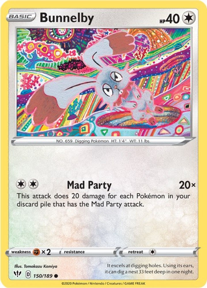 Pokemon Bunnelby 150/189 SWSH03: Darkness Ablaze