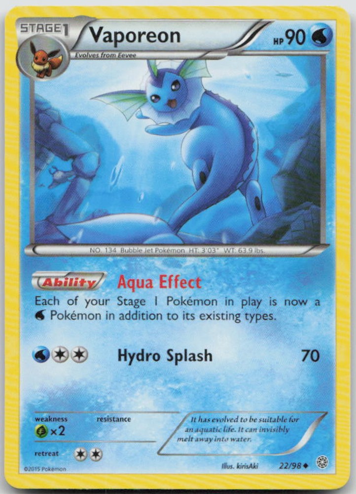 Vaporeon 22/98 NM AOR XY - Ancient Origins
