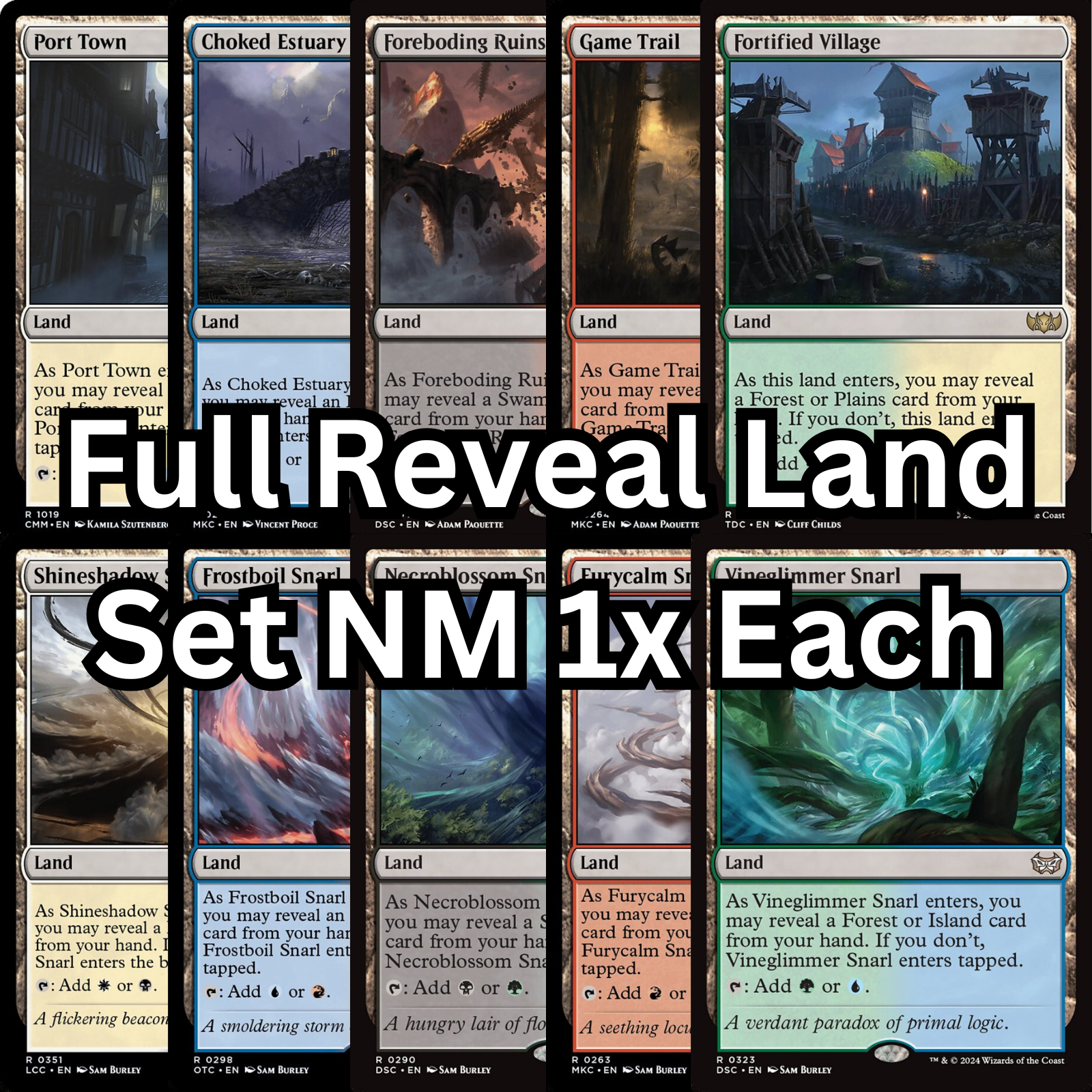REVEAL Dual Lands Full Set of 2-Color MTG Magic the Gathering Commander