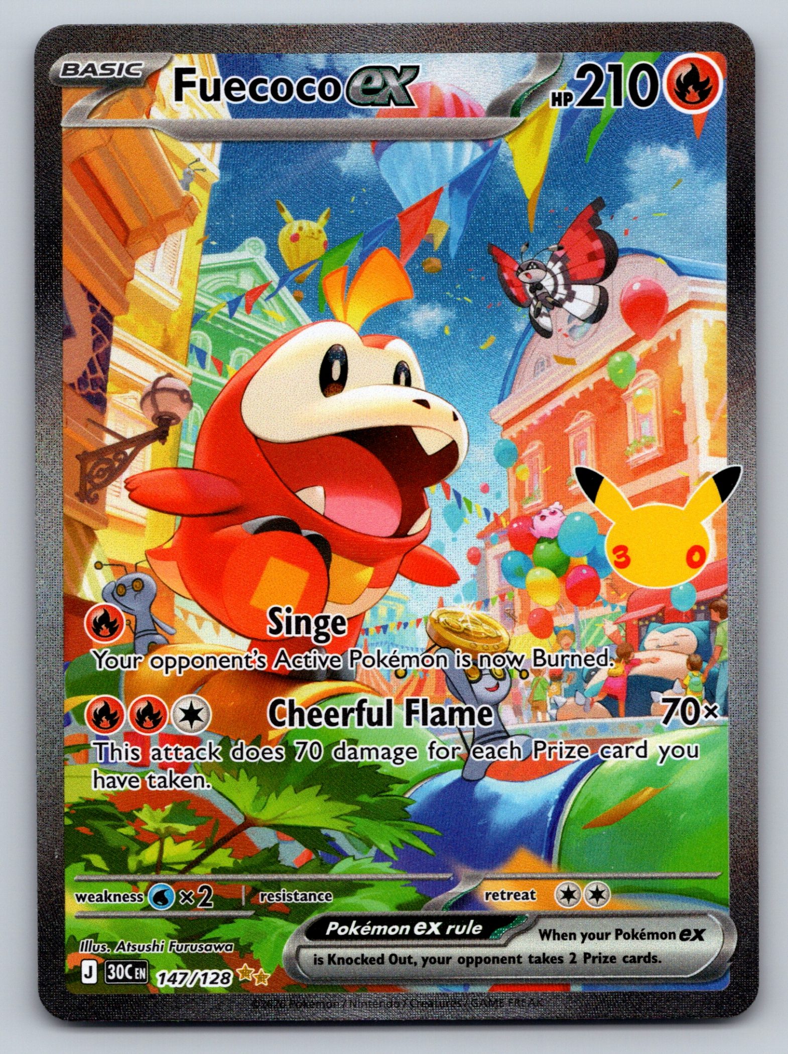 Fuecoco ex 147/128 Holo Rare ME: 30th Celebration Pokemon Card - NM